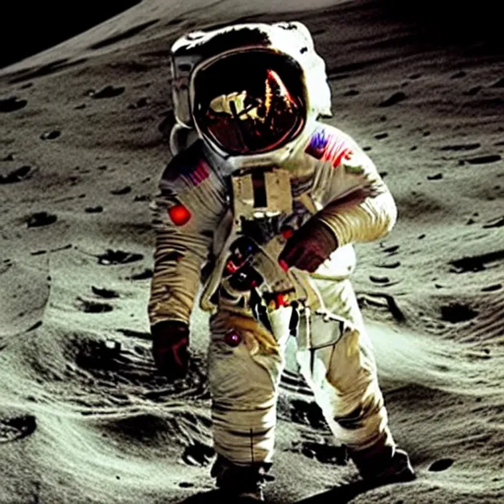 Prompt: The man on the moon by Alan Bean   