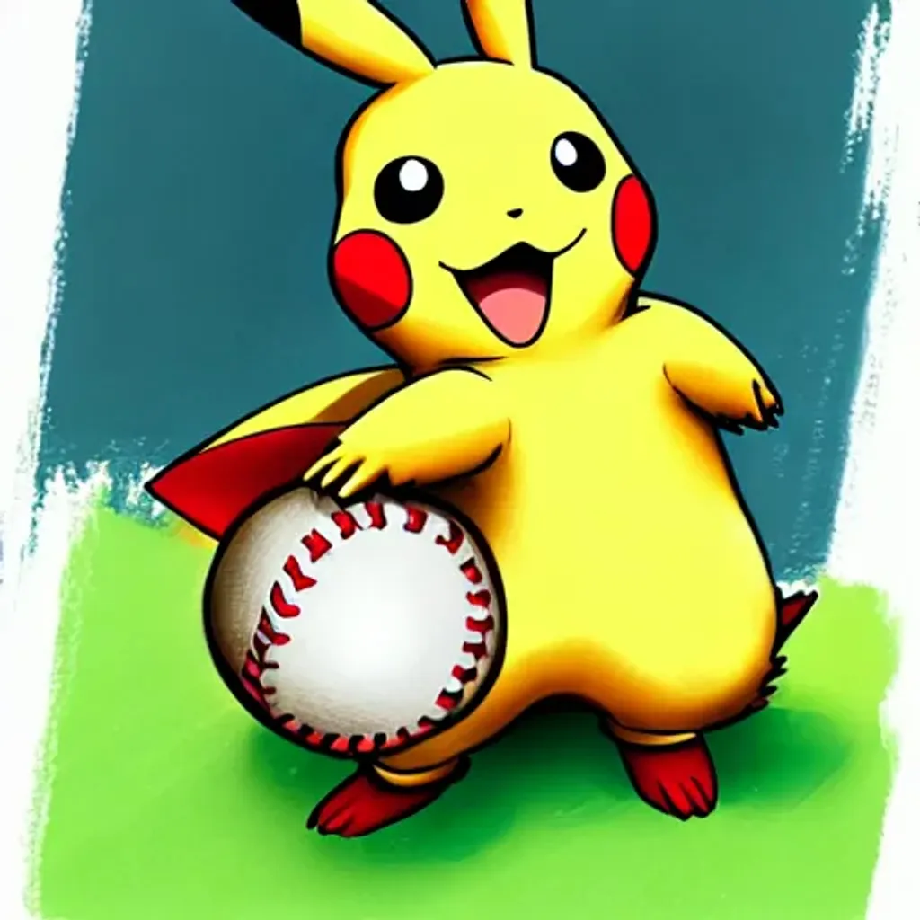 Prompt: pikachu playing baseball, artstation.