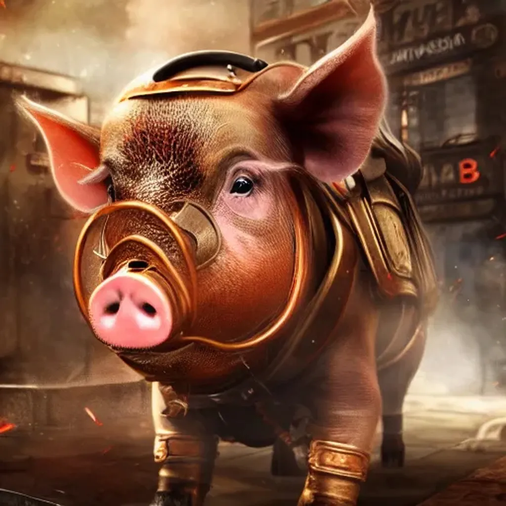 Prompt: perfectly drawn digital illustration superhero pig, front view, closeup, background steampunk, comic book art, highly detailed, cinematic, professional, vivid color, background highly detailed, animated, 