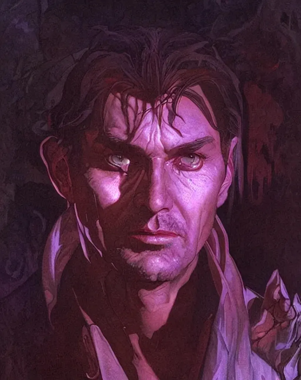 Prompt: portrait of Lucifer from obey me game, by lee bermejo, alphonse mucha and greg rutkowski