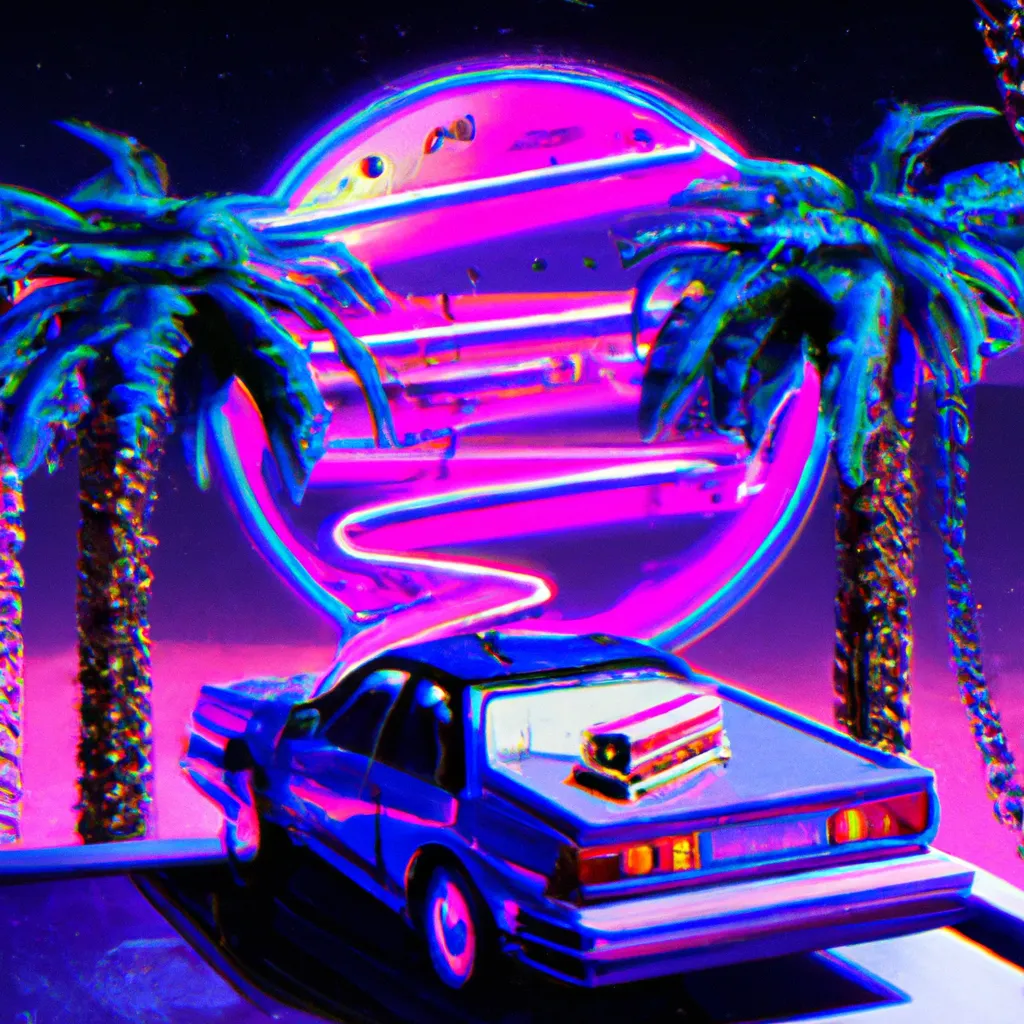 Prompt: Maximalism cake, outrun, retrowave, synthwave, vaporwave, digital art