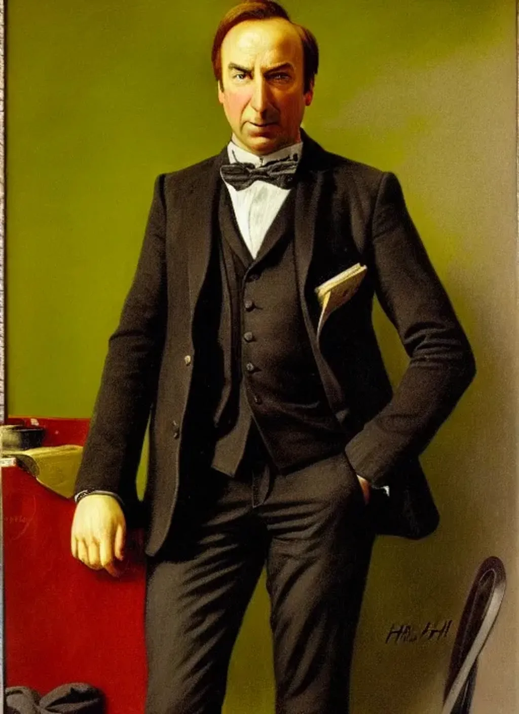 Prompt: Portrait of Saul Goodman by Adolf Hirémy-Hirschl