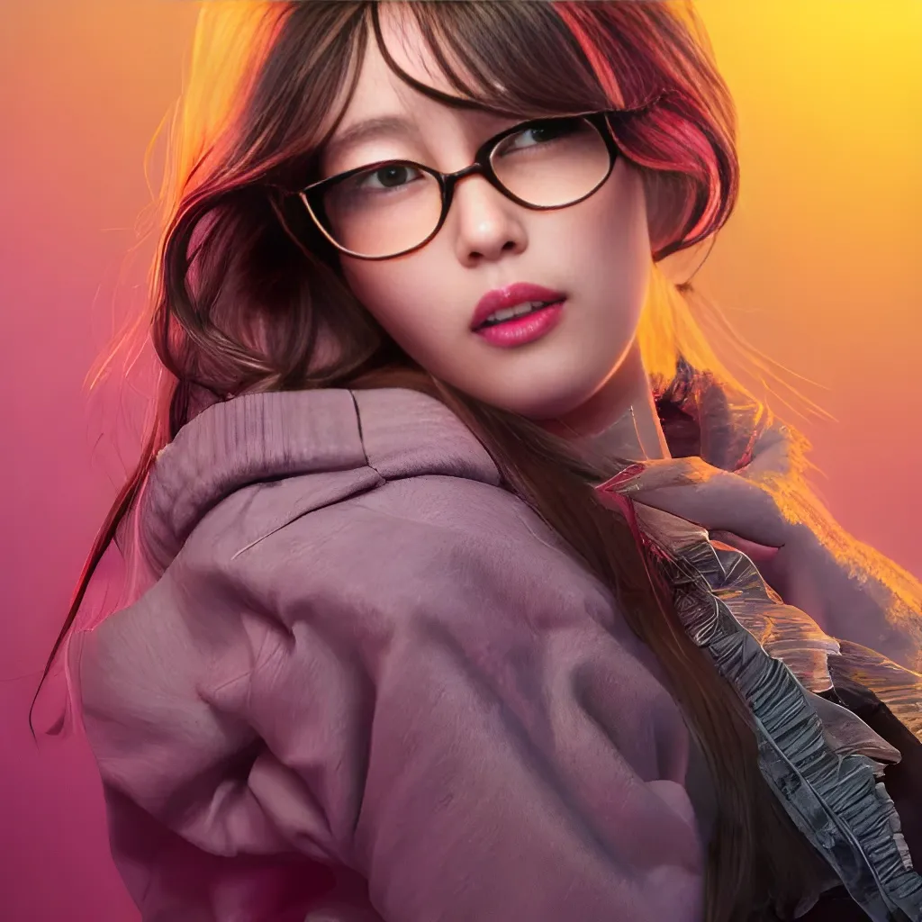 Prompt: studio portrait of colorful female nerd as absurdly beautiful, elegant, young gravure idol, ultrafine photorealistic face illustration by kim jung gi, irakli nadar, intricate linework, sharp focus, bright colors, matte, octopath traveler, final fantasy, unreal engine highly rendered, global illumination, radiant light, intricate environment