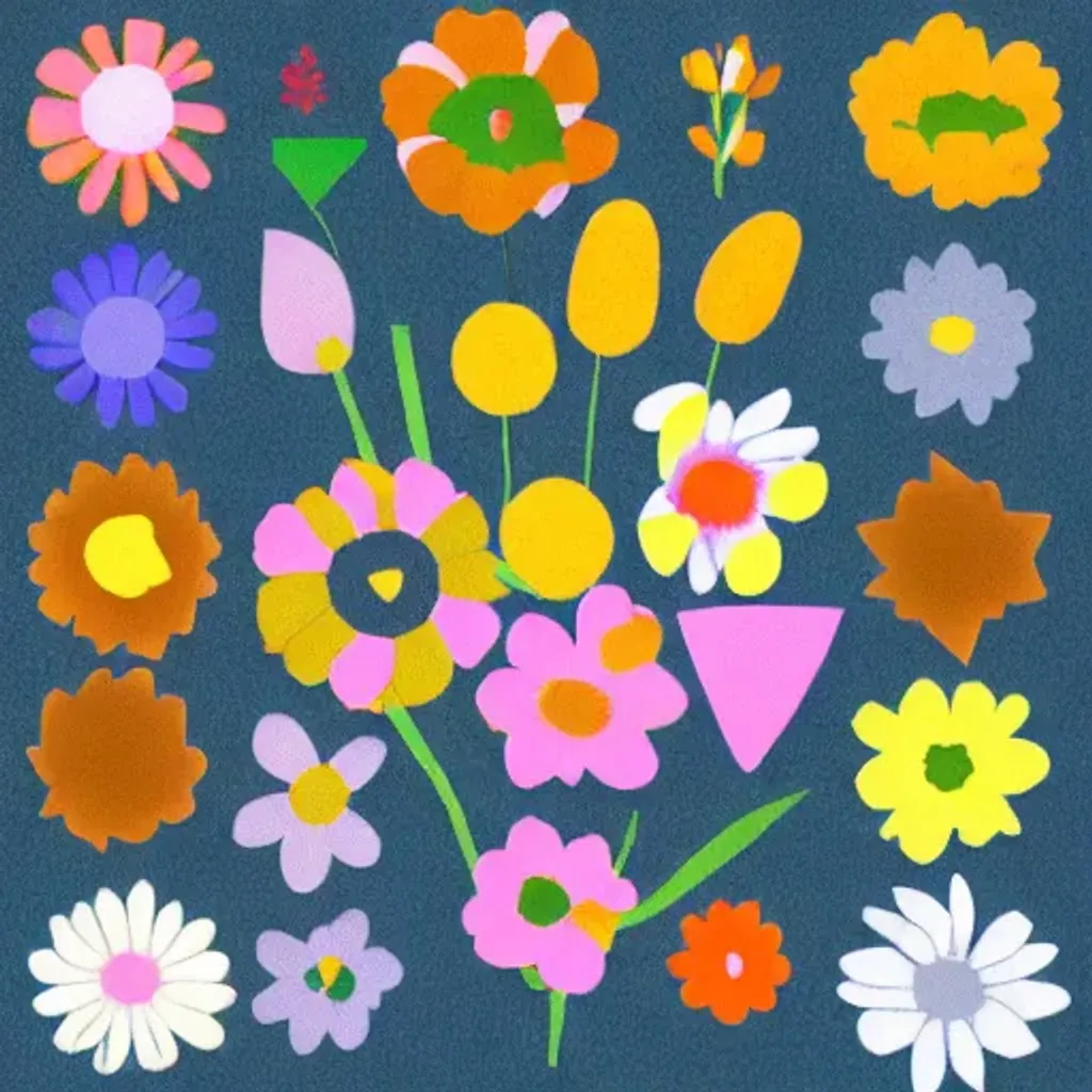 a bouquet of flowers in geometric shapes | OpenArt