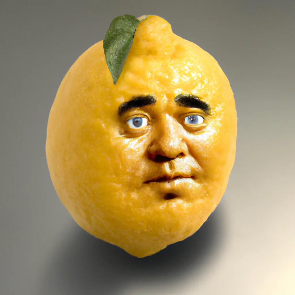 Prompt: a Photo-Realistic Lemon as Jackie Gleason 