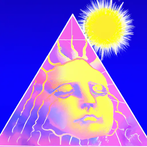 Prompt: sun with face acid trip alchemy, esoteric, hyperrealistic, vaporwave ocean pyramid Illuminati 