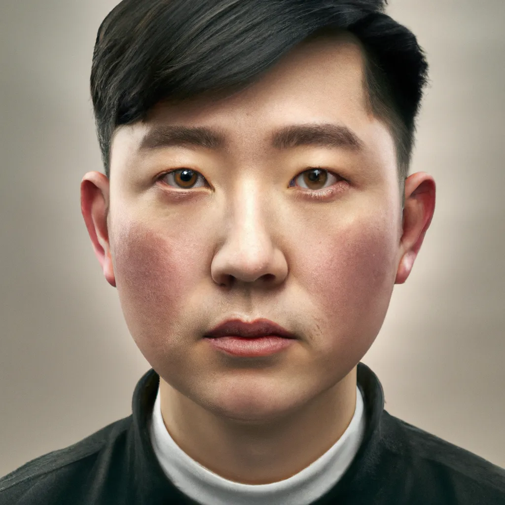 Prompt: Photorealistic portrait of young Chinese man, gorgeous symmetrical brown eyes, black hair, even skintone, facial asymmetry, rosy cheek, soft lighting, cold lighting, fine-arts photography, award-winning photo, by Martin Schoeller 8k high definition half body 