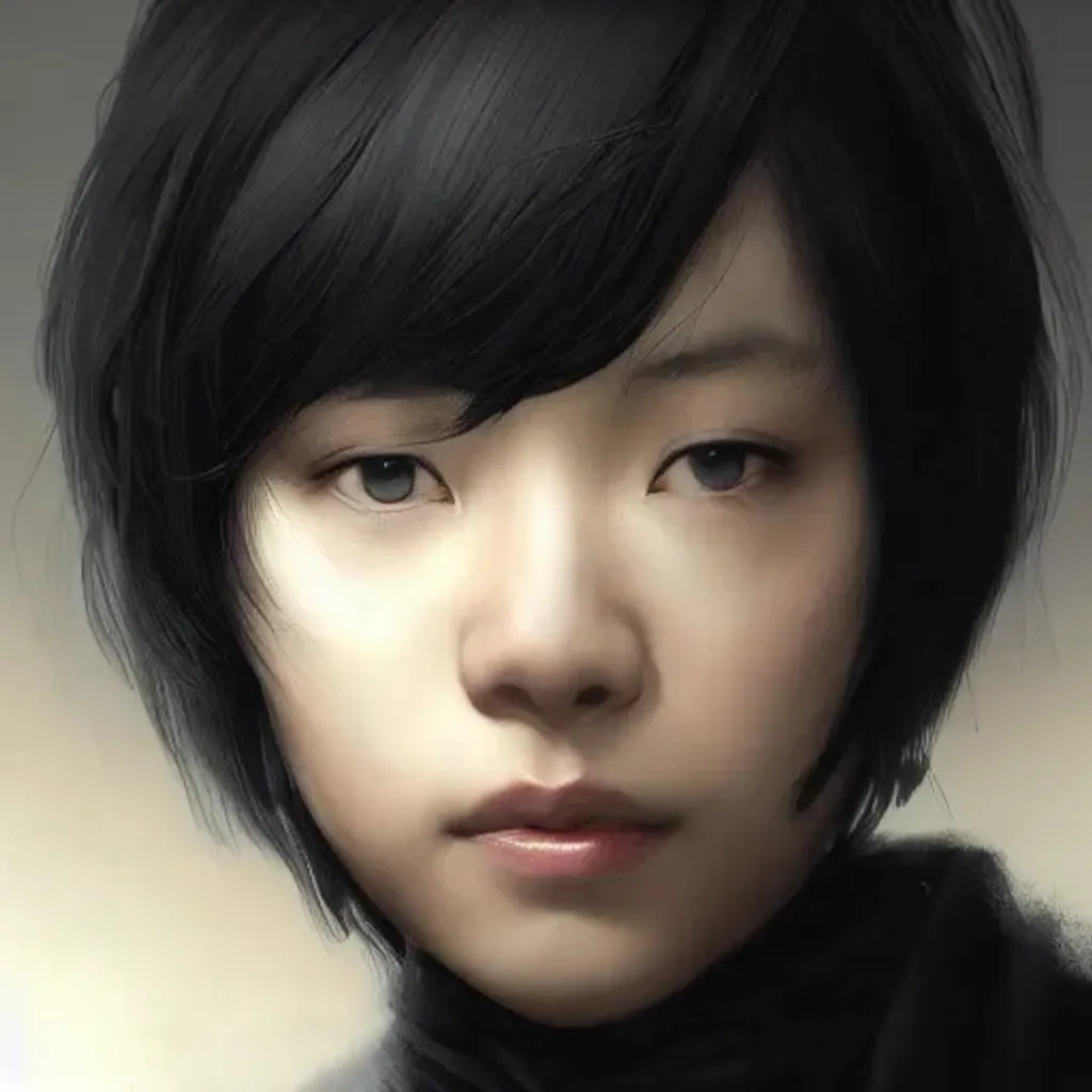 Portrait of {young Ai Maeda} with {black} short hair... | OpenArt
