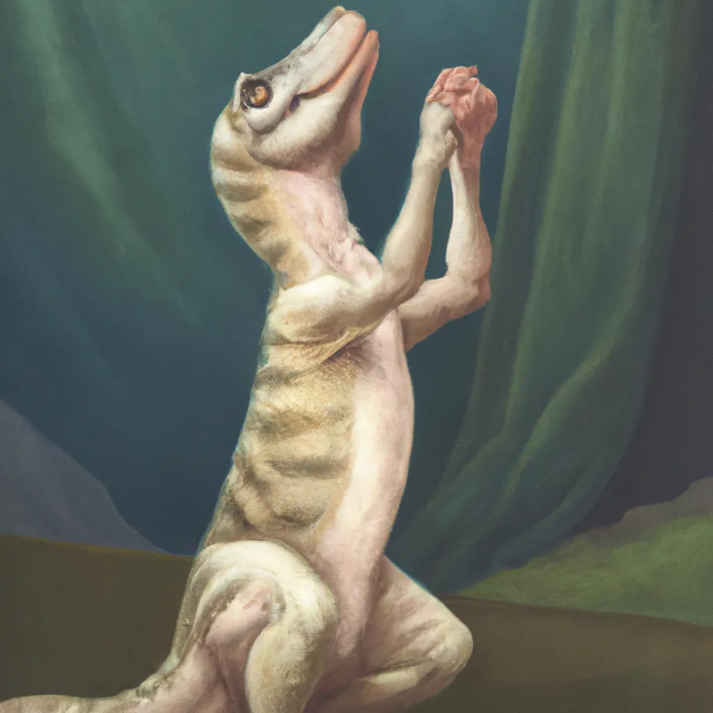 Prompt: T rex praying, renaissance painting