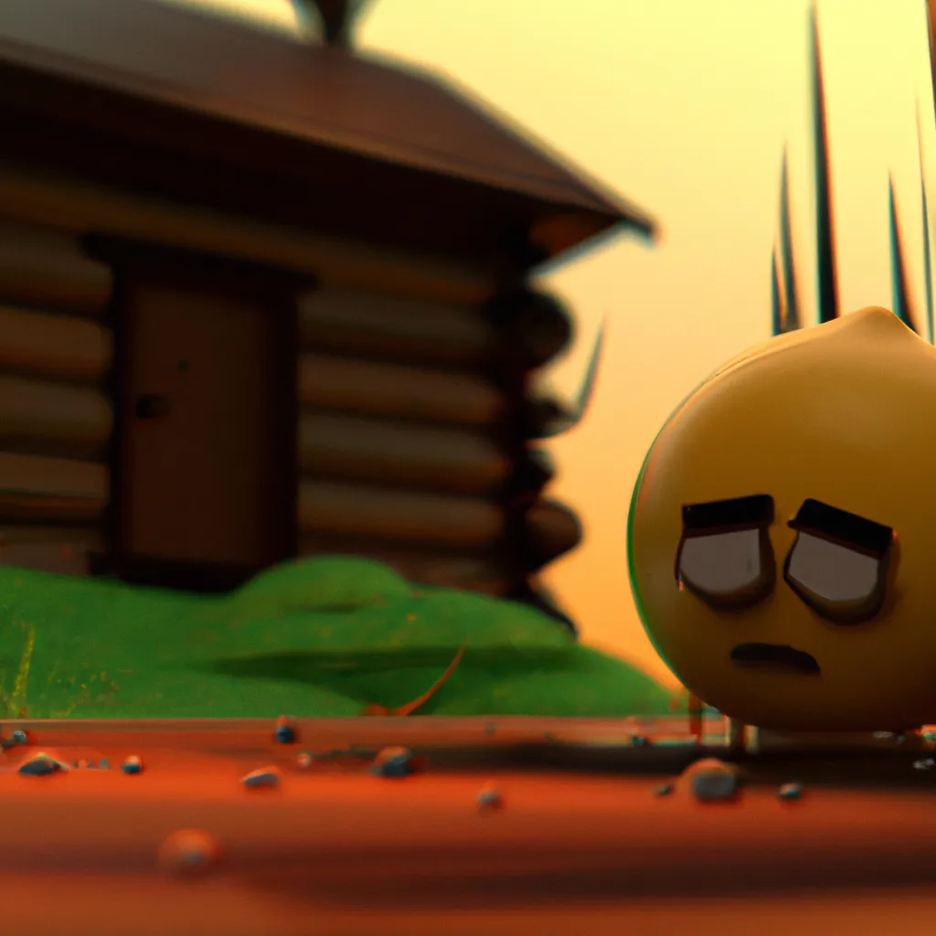 Prompt: A sweating lemon walking infront of a wooden house , beautiful image, evening sunset time, 3D ray-tracing graphics,award winning photo, macro camera, incredible detail , 4k wallpaper, high quality raytracing virtual high quality real life graphics.