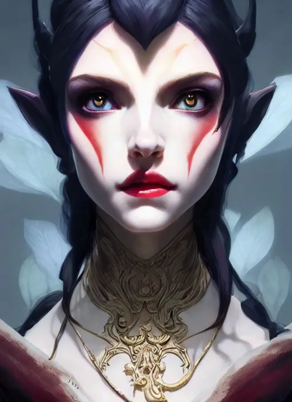 Prompt: portrait of vampire from breath of the wild, intricate, elegant, highly detailed, ray tracing, digital painting, artstation, concept art, smooth, sharp focus, illustration, art by artgerm and greg rutkowski and alphonse mucha, 8 k