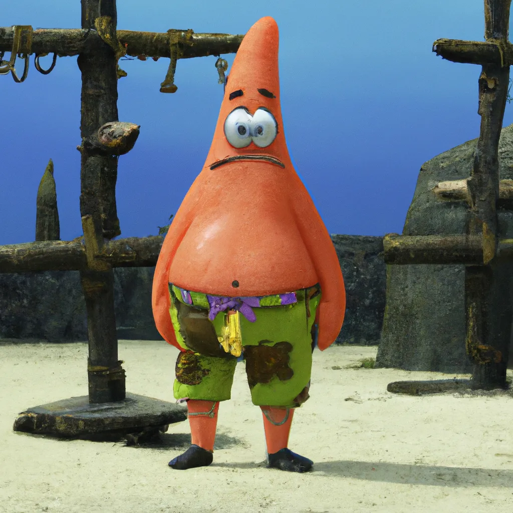 Prompt: A still of patrick star from spongebob squarepants in Pirates of the Caribbean