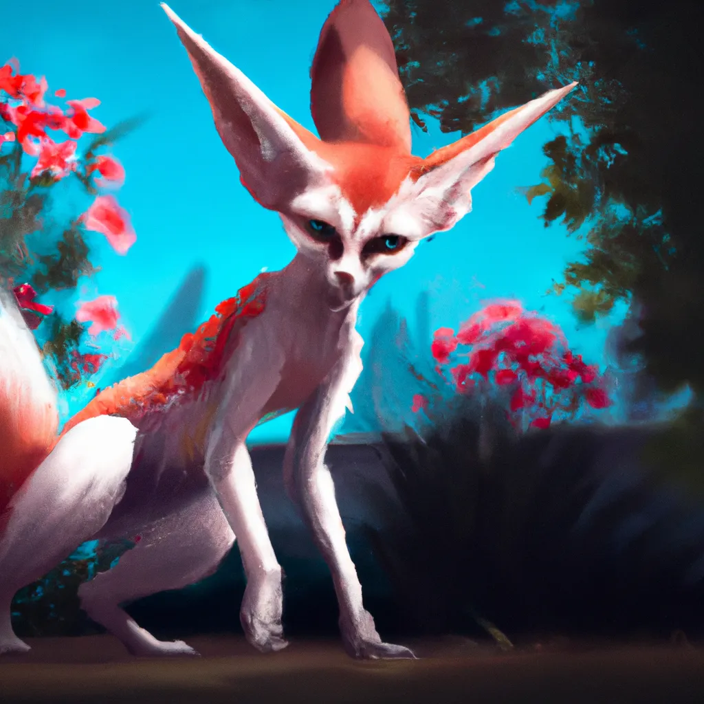 Prompt: masterpiece ultra realistic illustration of a chic awesome anthropomorphic Fennec facing towards the camera with swagger,cool pose,red spider lilies,eclipse,dramatic,cinematic, ambient,unreal engine 5, cyberpunk, sci-fi fantasy. in the style of wlop, rossdraws,artstation trending,award winning,