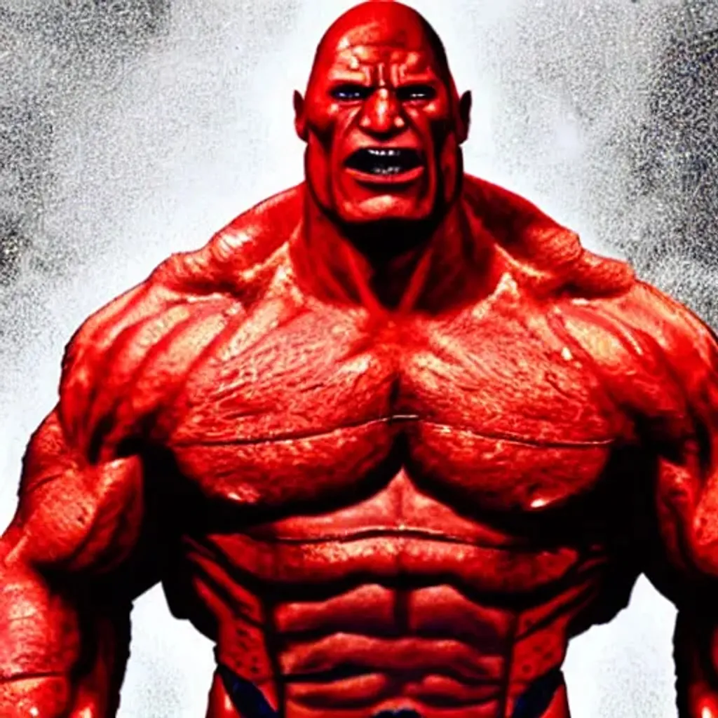Prompt: Dwayne the rock johnson as Red Hulk
