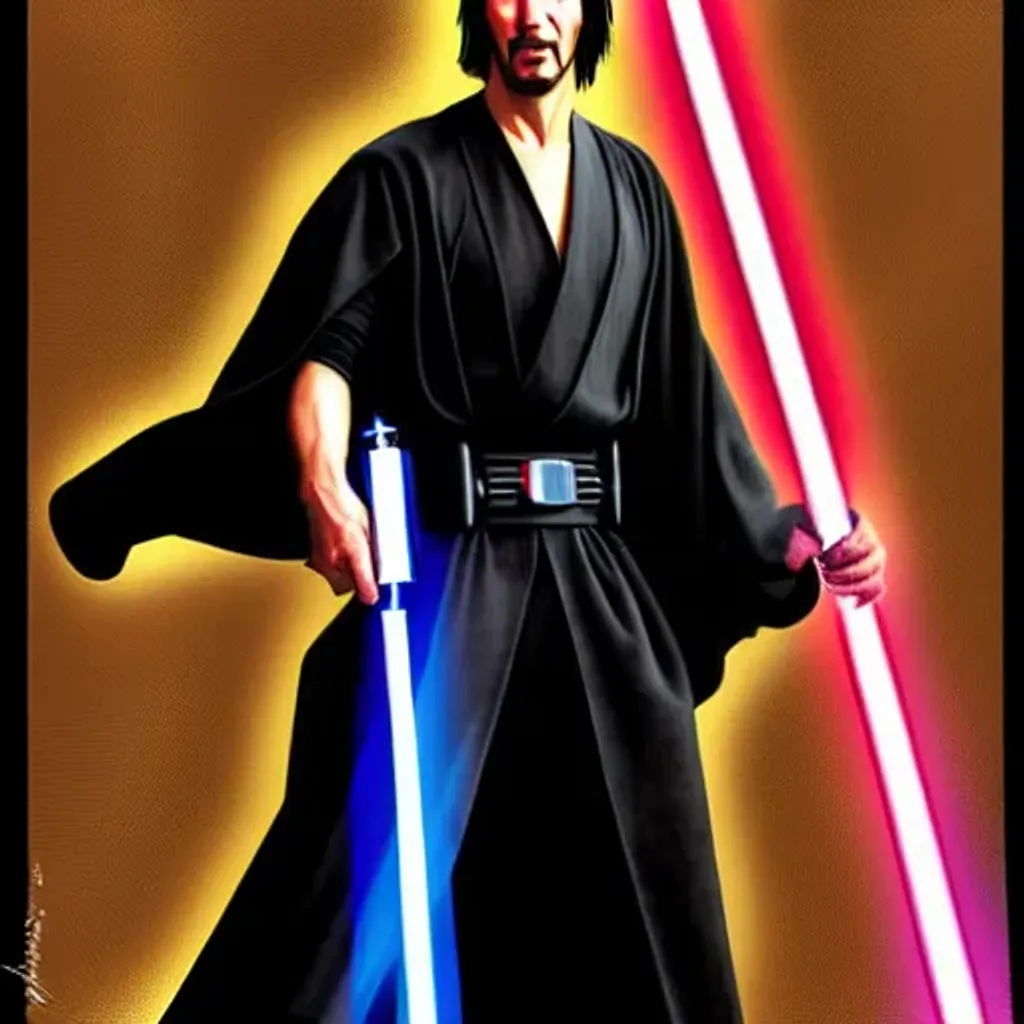 Prompt: Keanu Reeves as a Jedi by Dave Dorman