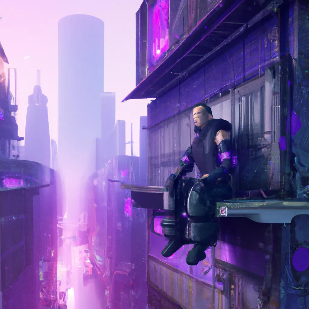 Prompt: relaxing in cyberpunk city