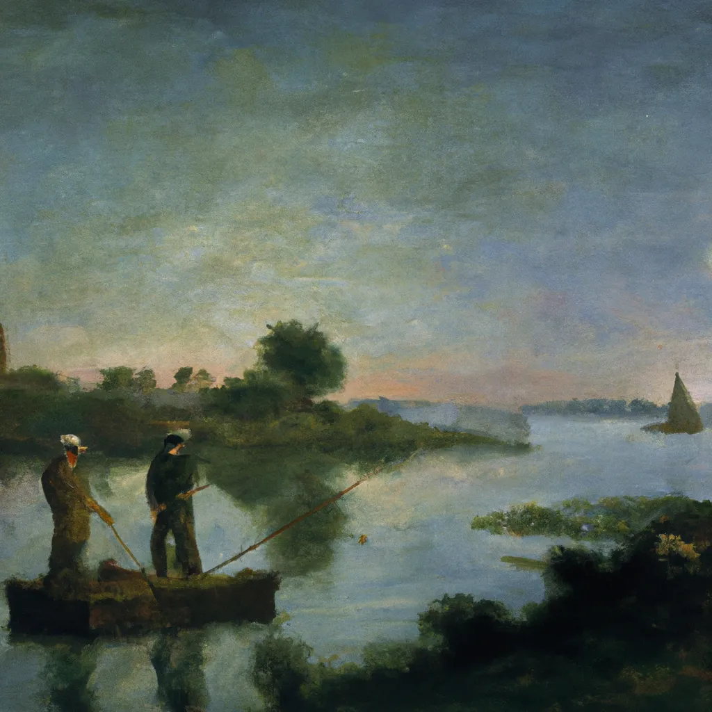 Prompt: Fishermen at Work,New Amsterdam, 1707, by Claude Monet