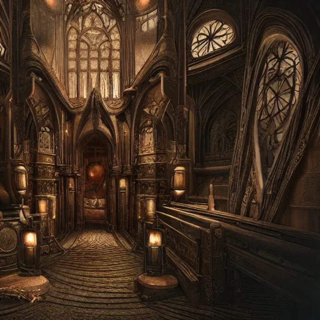 Prompt: Organ, gothic, unreal engine, art nouveau, hyperdetailed copper patina medieval icon, steampunk, detailed intricate environment, octane render, moody atmospherics, volumetric lighting, ultrasharp, ominous, otherworldly