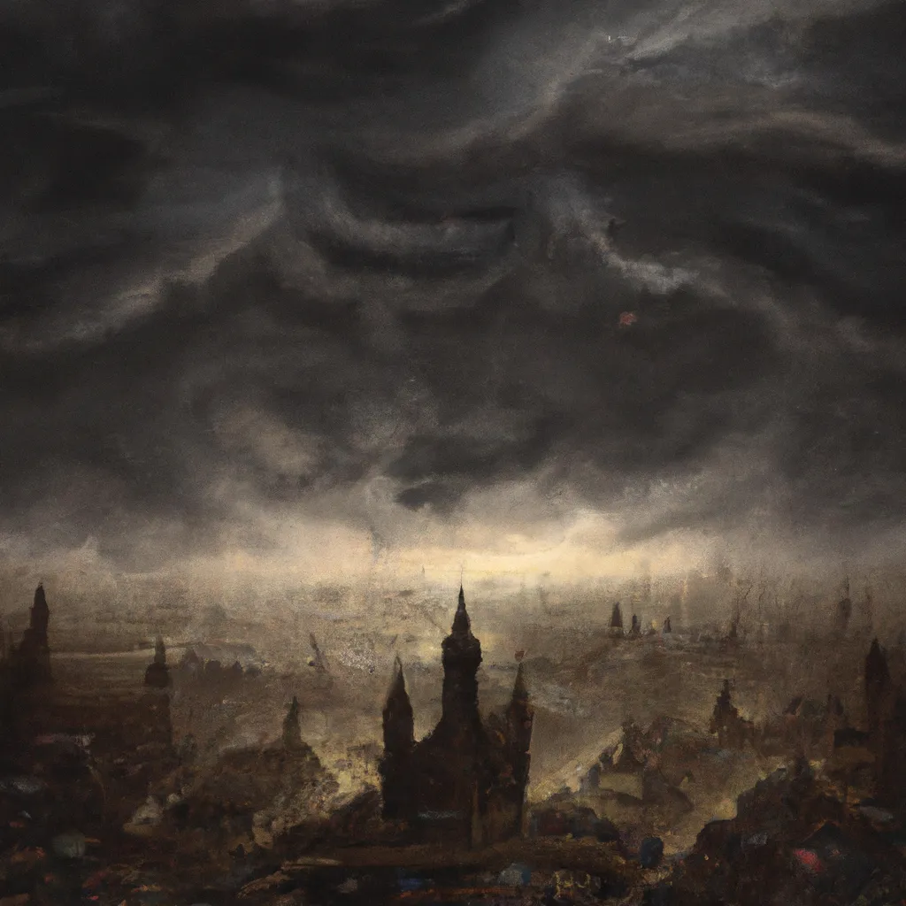 City shrouded in eternal darkness, renaissance painting | OpenArt