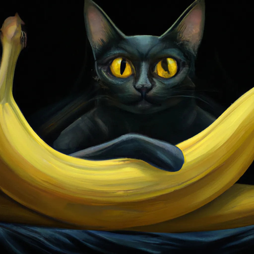 Prompt: A photorealistic award-winning digital art of a banana with cat face posing in fantasy detailed art style, 4k