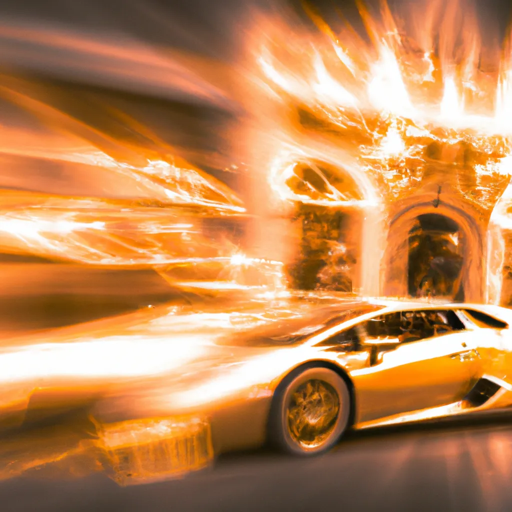 Prompt: Curvaceous Light beings | mystical Lamborghini car with a rider on a winding road as a light bending cute angel covered in streaks of golden halogen light in the style of Hieronymous Bosch, Bruce Pennington, Dali, Munch, Escher, Klarwein, Yamamoto, Hattori, Leyendecker, Mullins, Magritte, Giger | muted desaturated tones | zoom blur | ultra sharp focus | 3d octane render artstation trending 8k unreal engine | winding deserted road | Disney Pixar Dreamworks 