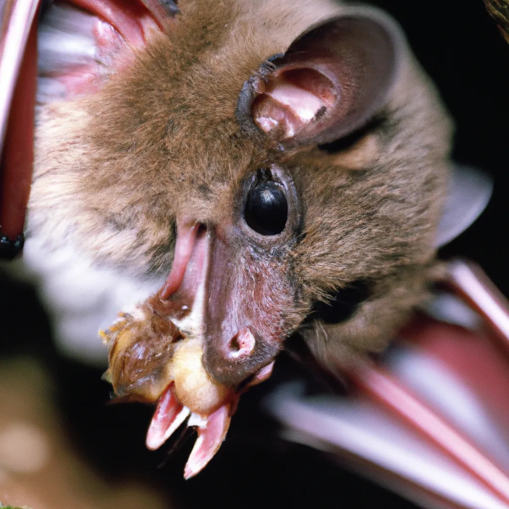 Prompt: A detailed crisp extreme close up photo of a vampire bat eating a desicated live mouse, fast lens, macro, iso 1000 film, national geographic 