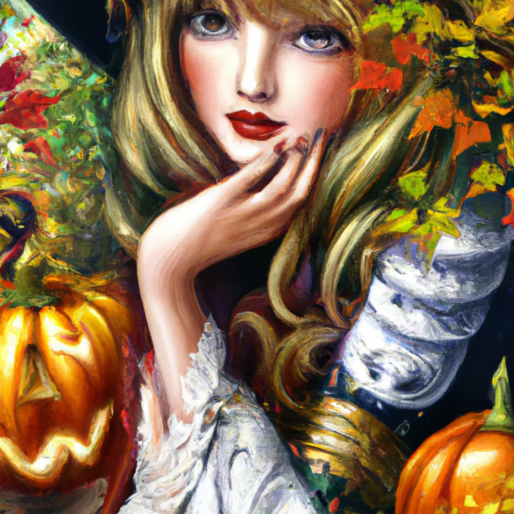 Prompt: Detailed hyper realistic ultra realistic sharp clear digital airbrush by Anna Dittmann, preston blair, Tom Bagshaw, eyvind earle, tim Burton, Gil Elvgren. Movie still poster of A Scary Haunted Horror spooky ghost woman in a autumn landscape. Desire love ghosts friendship blessings femininity strength healing ecology pumpkins lillies magic steampunk  robots. Playing Hide and seek.