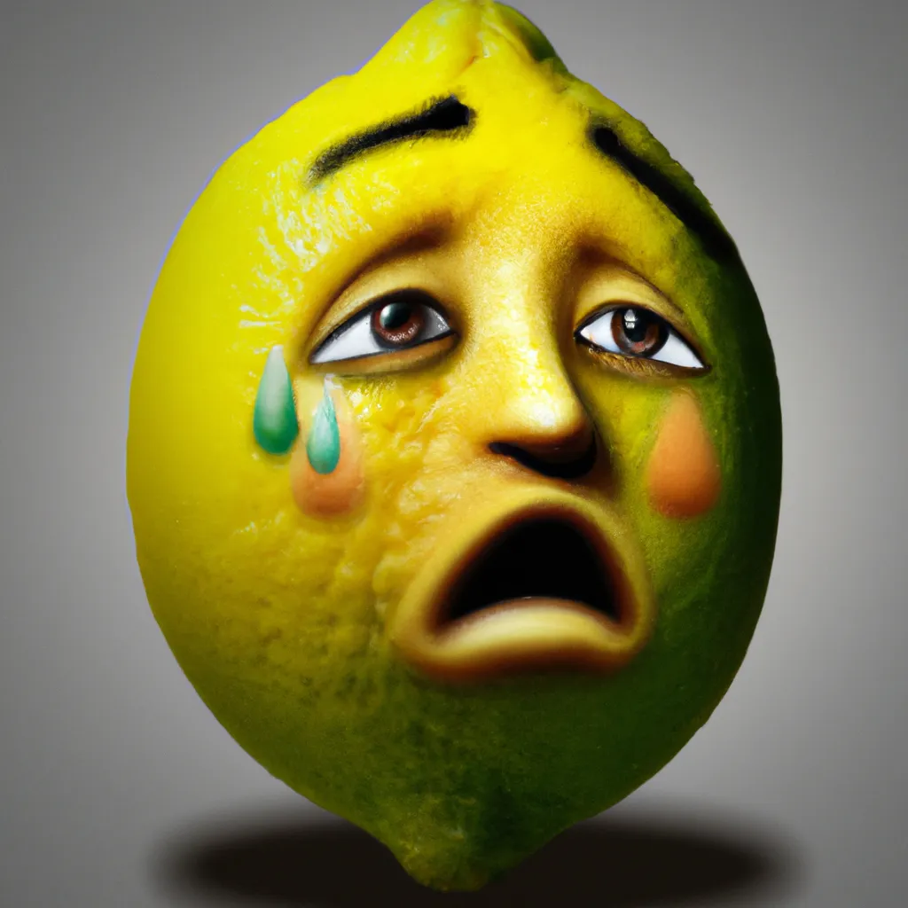 Prompt: Photo-Realistic-3-D crying Mona Lisa as a 100% Lemon