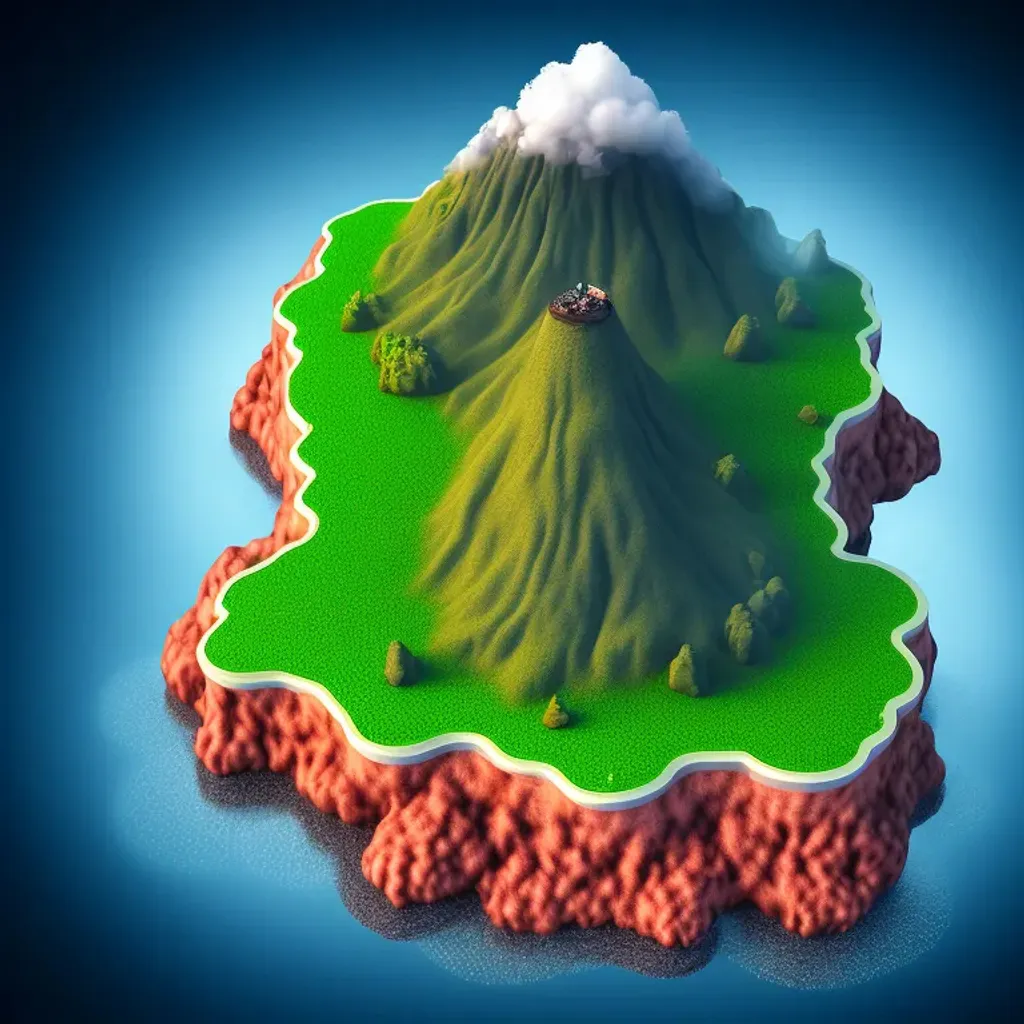 Prompt: 100mm photo of isometric floating island in the sky, surreal {volcano}, intricate, high detail, behance, microworlds smooth, macro sharp focus, centered