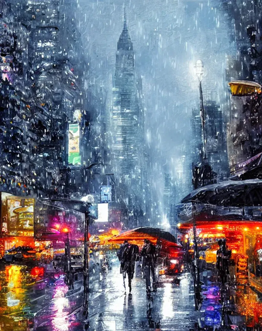 Matrix skycraper city realistic oil Paint | OpenArt