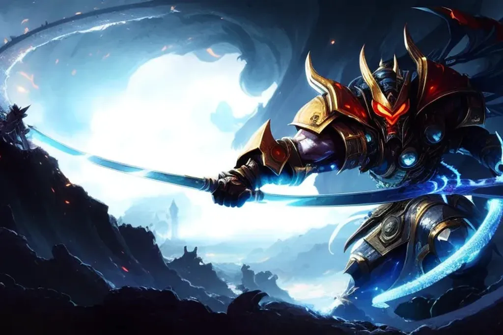 Prompt: samurai going through a portal Japanese background, concept art, by Aleksi Briclot, antipodeans, protogen, league of legends arcane, endgame boss, ability image