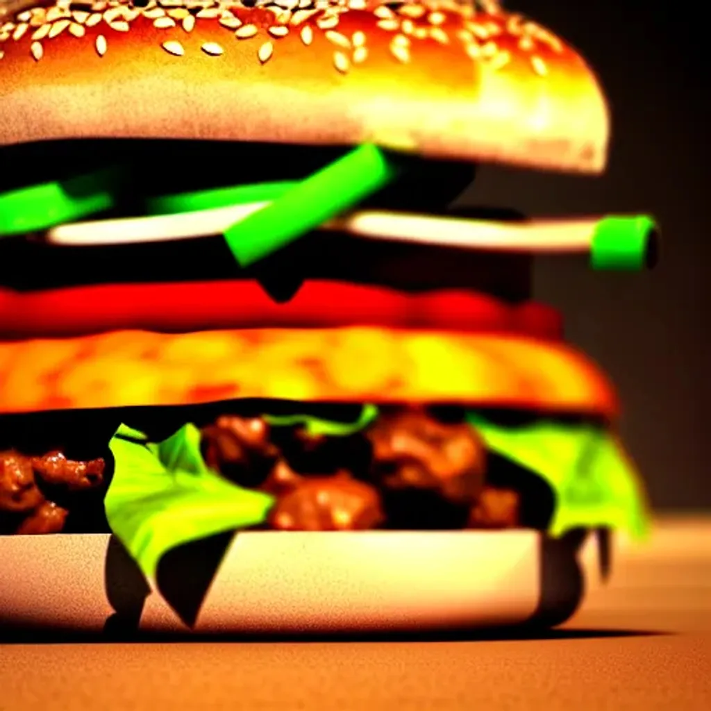 Prompt: Food advertisment of a hamburger, simple, photorealistic, 3d render