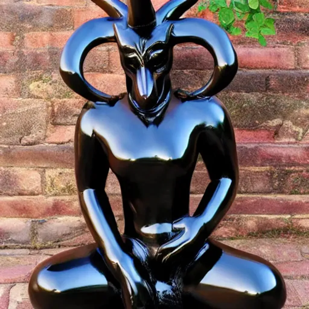 Prompt: baphomet shiny black latex statue