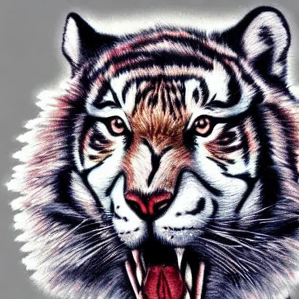 Prompt: Half wolf half tiger male furry art 
