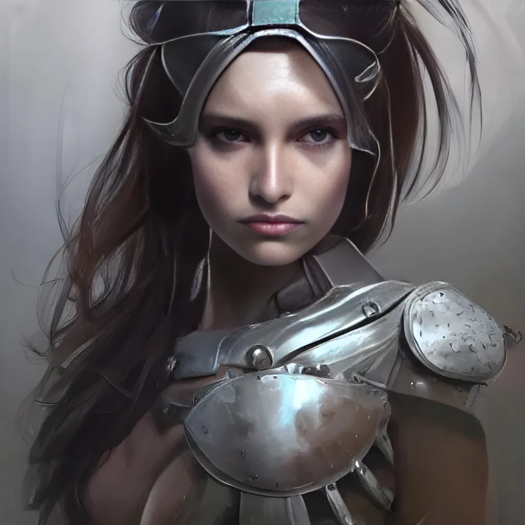 Prompt: a professional painting of a beautiful young female, partially clothed in battle armor, olive skin, long dark hair, beautiful bone structure, symmetrical facial features, intricate, elegant, digital painting, concept art, smooth, sharp focus, illustration, from Metal Gear, by Ruan Jia and Mandy Jurgens and Greg Rutkowski and Artgerm and William-Adolphe Bouguerea