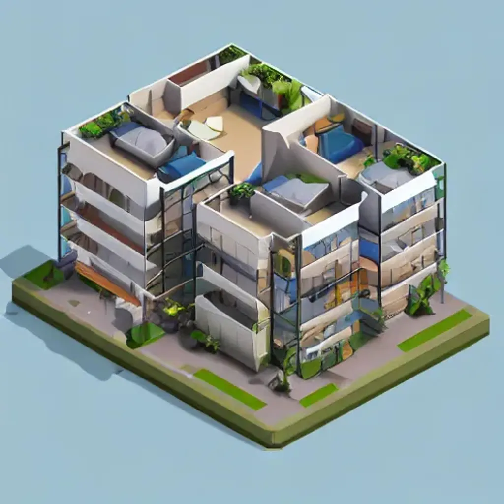 Prompt: apartment, low poly, isometric