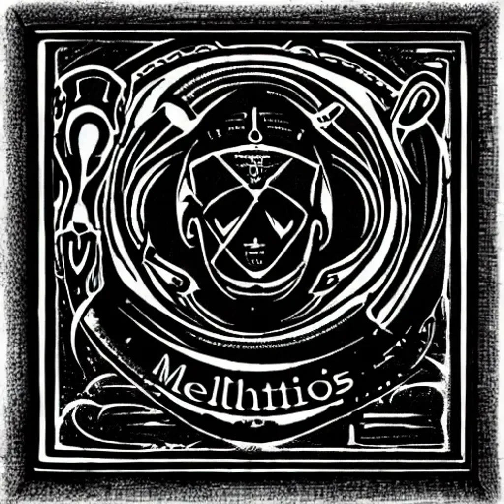 Prompt: melanthios, dark, logo