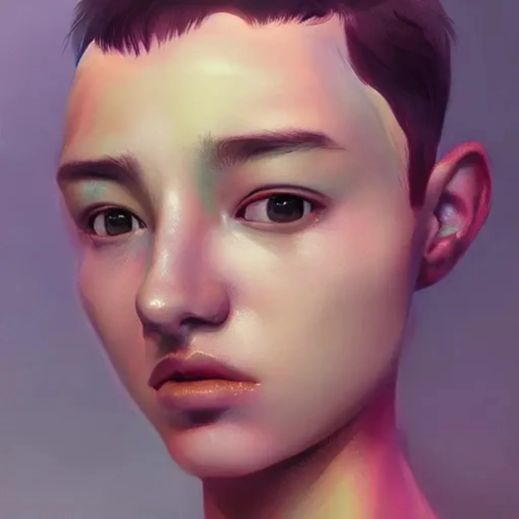 Detailed Portrait Of A Strong Man Vibrant Pixie Hair 