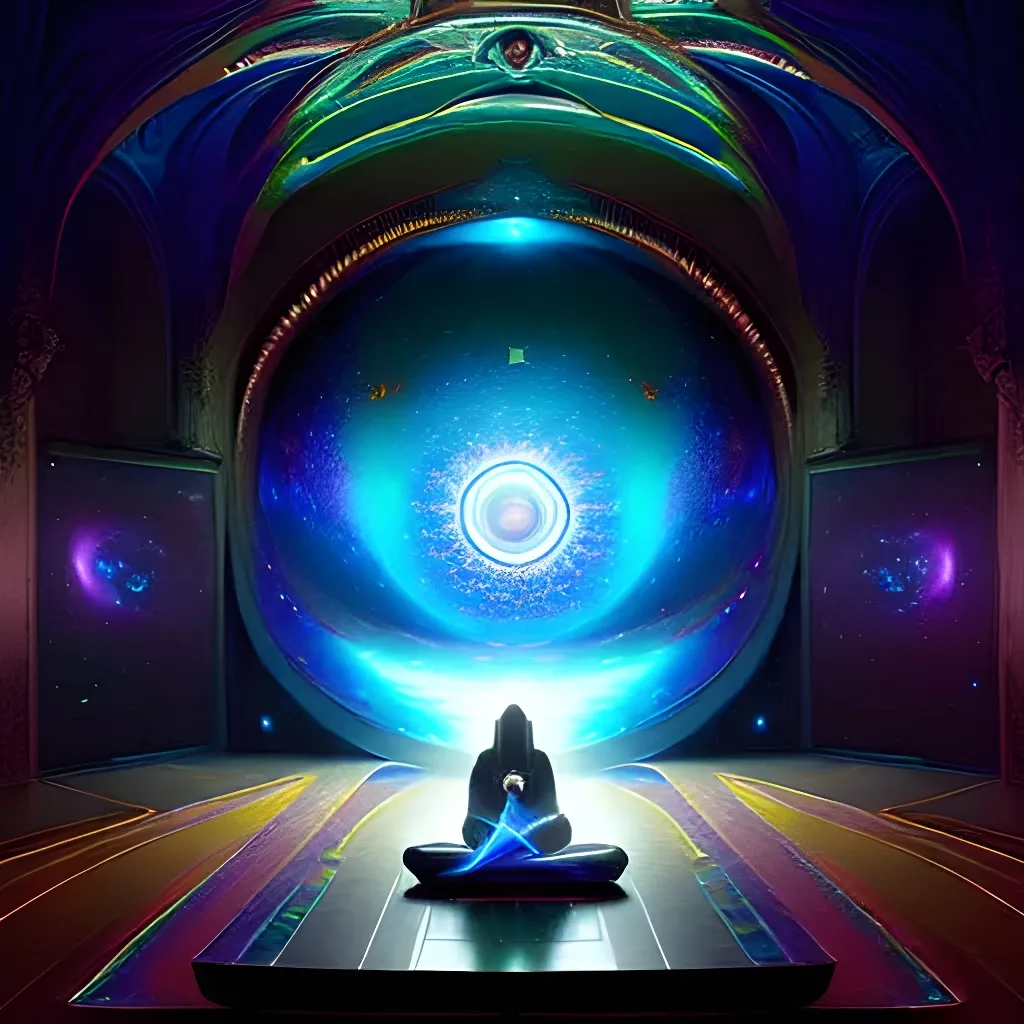 Prompt: 64k resolution ultrahd holographic astral cosmic Hall of Records digital painting by Michal Karcz and Grzegorz Rutkowski Epic cinematic brilliant stunning intricate sharp meticulously detailed dramatic maximalist digital painting galactic space