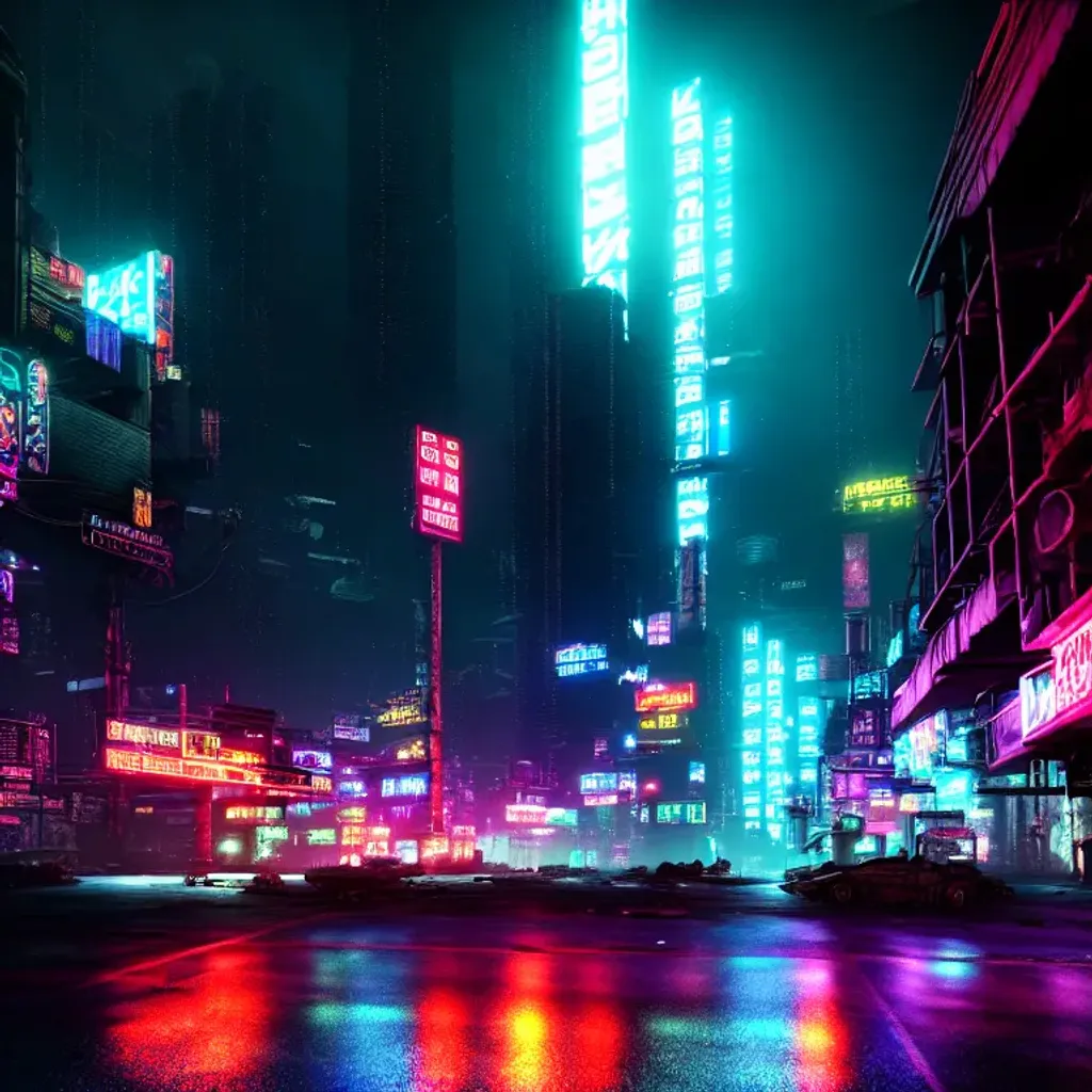 a grungy and dirty cyberpunk city, neon lights, cine... | OpenArt