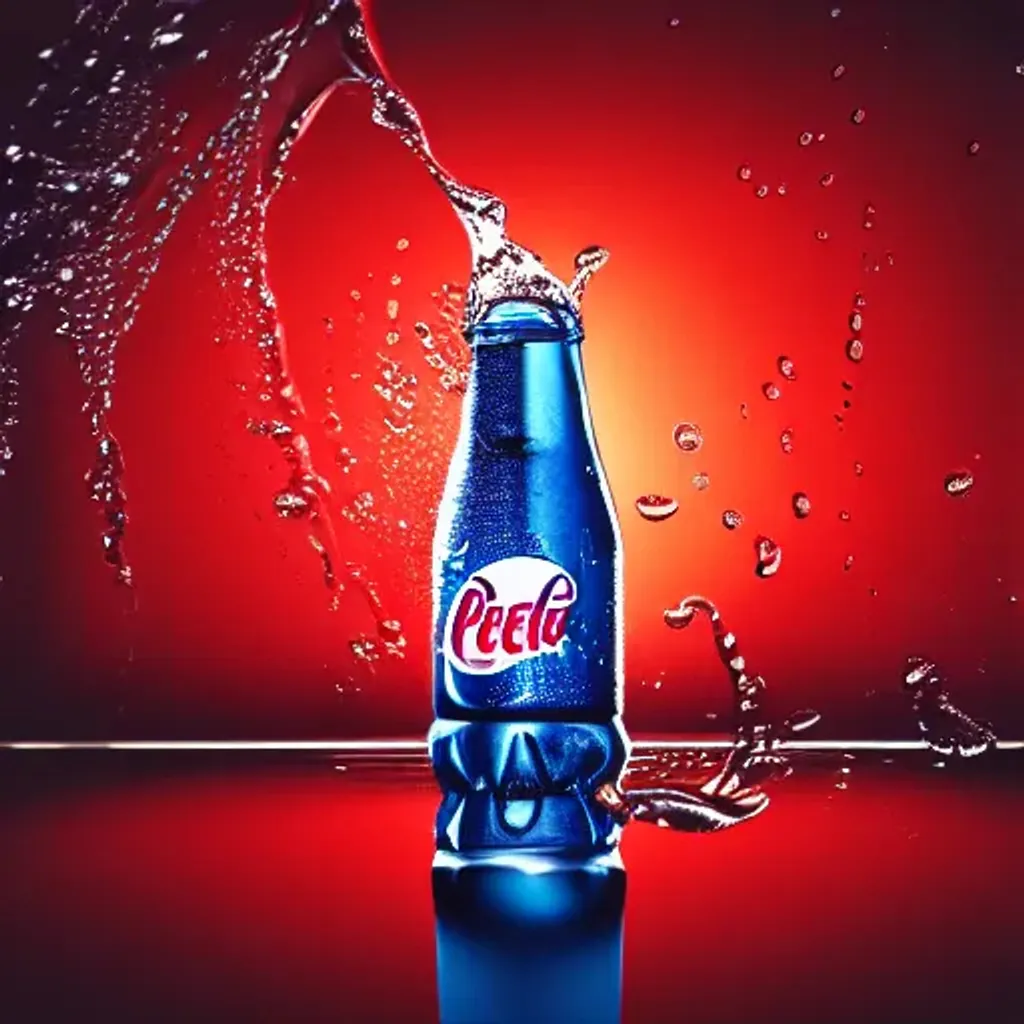 Prompt: An advertisement shooting- Photorealistic hyperrealistic close up high speed render of a  beautiful girl drinks out of a Pepsi bottle. splashing water hugs around the bottle like a beautiful fine body with beautiful smooth curves, dark background, beautiful highly detailed droplets, reflections and refractions, condensation, dark studio backdrop, Beautiful studio lighting, Nikon Z7, ISO 400, Sigma 85mm f4.5 DG DN, aperture f/11, exposure 1/2000, studio lights, centered, high speed camera, studio lighting, crisp sharp focus, isolated background. What part of sharp focus are you not understanding?