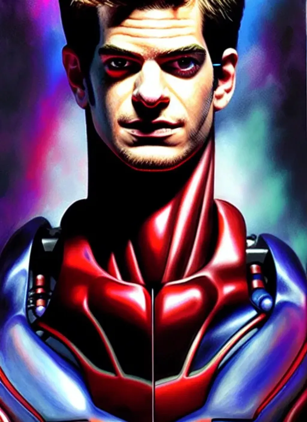 Prompt: Andrew Garfield Cyborg, by Dave Dorman