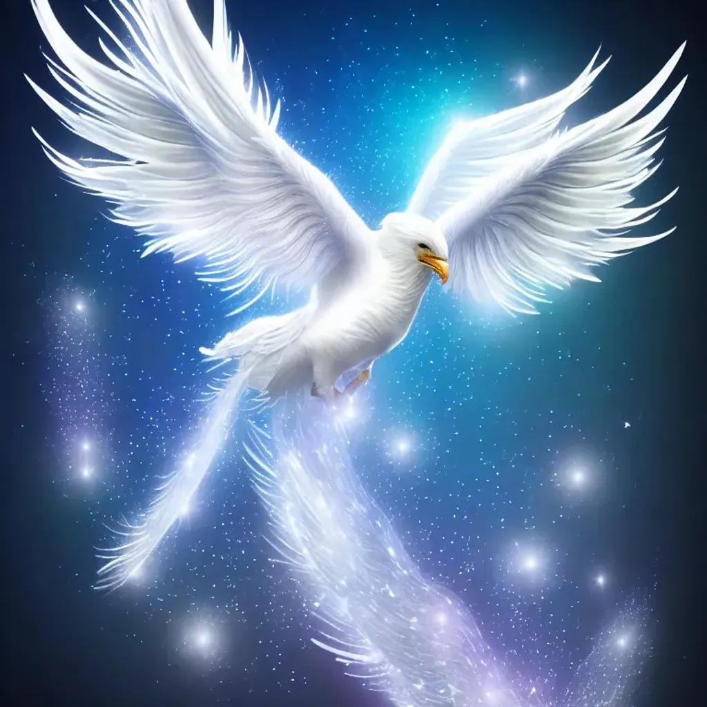 Prompt: a white phoenix with soft and gleaming wings, icy phoenix, soft smooth glittering wings, soft and blurry sparkling feathers, beautiful studio soft light rim light background, realistic, intricately detailed, unreal engine, 64k