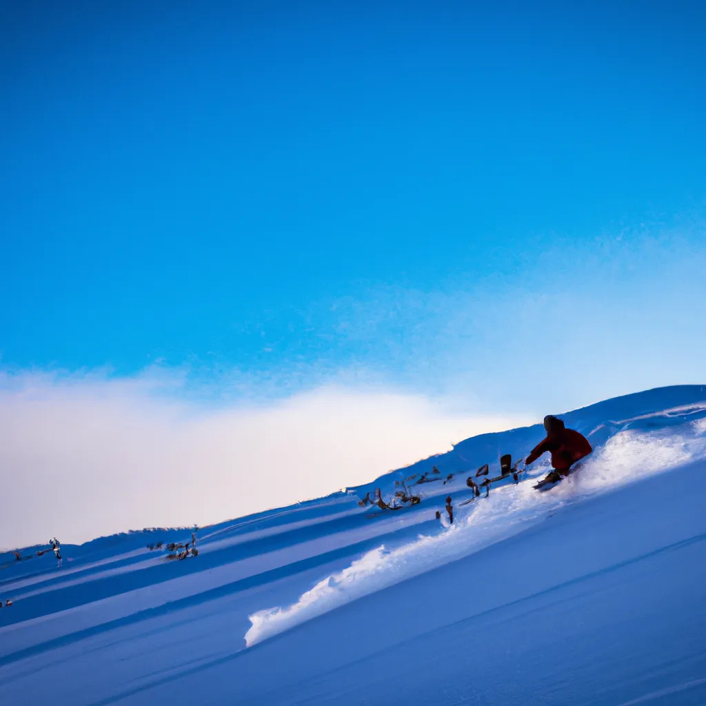 Prompt: Ullr skiing in the mountains