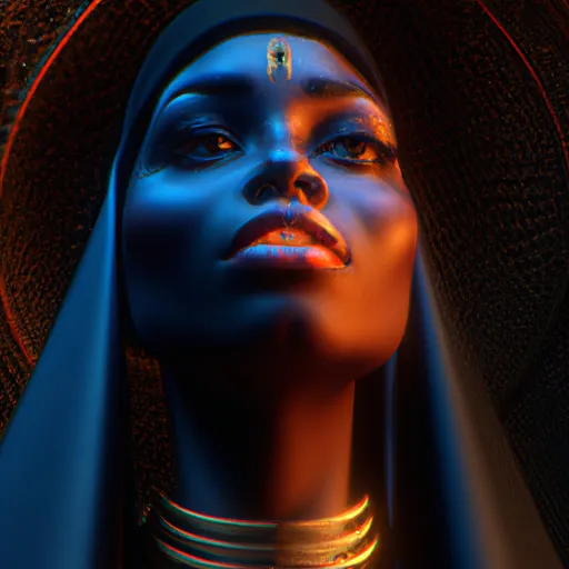 Prompt: Nubian Holy woman , Hyper Realistic + Octane Render + Allie Fel, Rutkowski, Art Germ, Rossdraw, Franzeta Art Styles + Super Detailed + Cinematic Scenes + 8k, wires cybernetic implants, machine noir grimcore, in the style of adrian ghenie esao andrews jenny saville surrealism dark art by h r giger, unreal engine, octane render