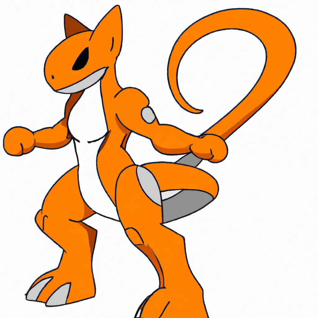 Prompt: Mewtwo pokemon oc orange 