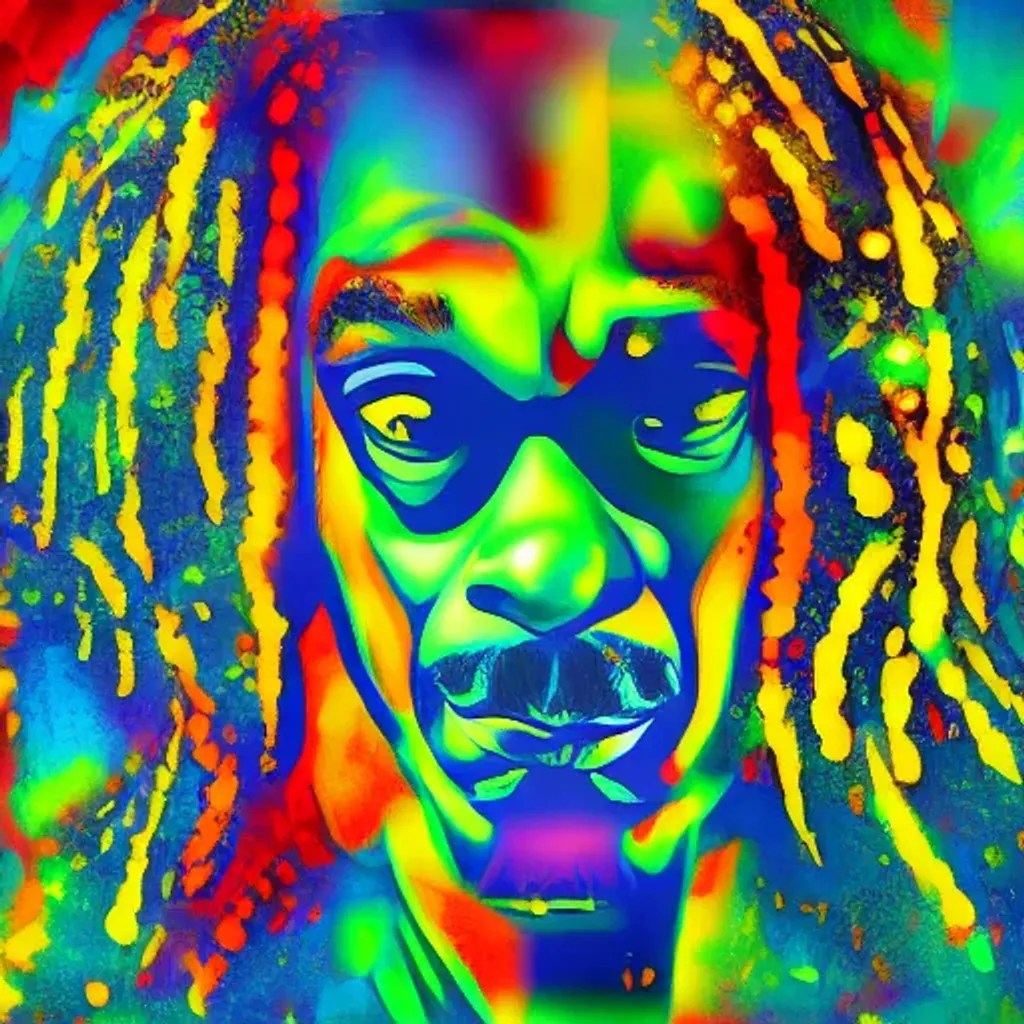 Prompt: Snoop Dog Abstract Art. High Quality.