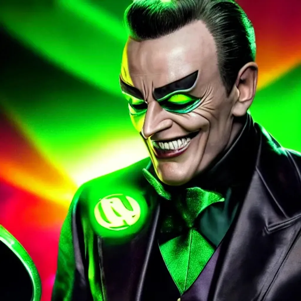 Prompt: https://cdn.openart.ai/uploads/upscaled/psychedelic-art-style-id-color-8k-professional_bAIoE1wB_upscaled.jpg, DC Comics villain The Riddler Frank Gorshin digital illustration closeup, highly detailed, attractive, Detailed Render, eye-candy, Breathtaking,8k resolution Greg Rutkowski, Artgerm, WLOP, Alphonse Mucha dynamic lighting hyperdetailed intricately detailed Splash art trending on Artstation triadic, professional vivid colors Unreal Engine 5 volumetric lighting, 