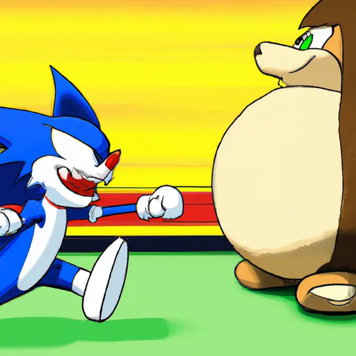Prompt: Sonic in a shootout against Peter Griffin