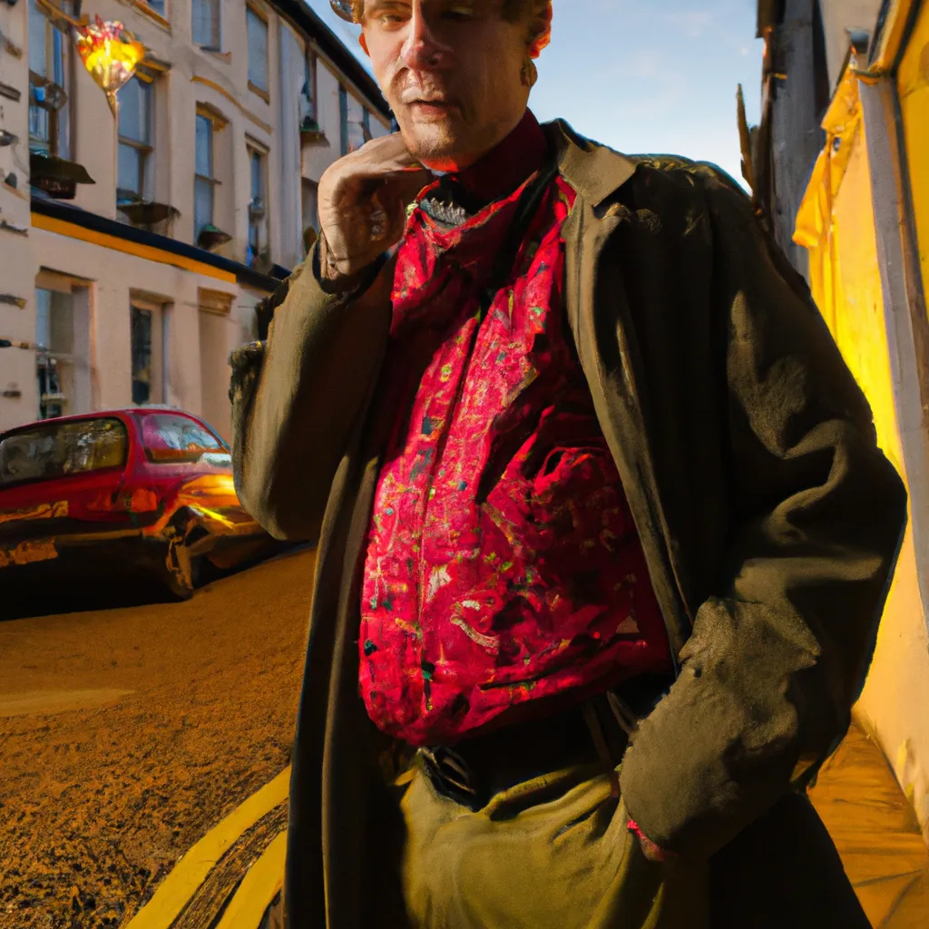 Prompt: a portrait photo of a goblin dressed like a detective, interesting lighting, vivid color, friendly, f/22 35 mm, on a quaint British street